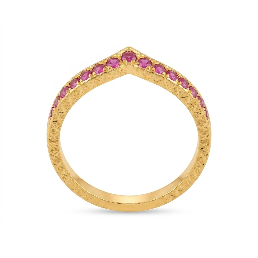 ruby v shape gold plated ring for women | minimalist designer ring