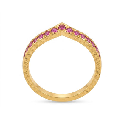 Ruby V Shape Gold Plated Ring for Women | Minimalist Designer Ring