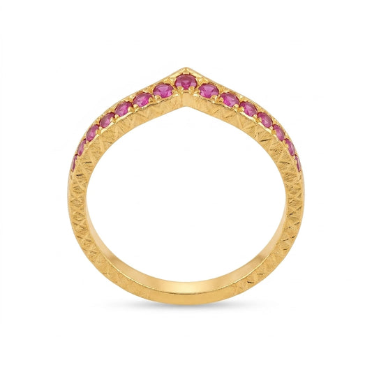 Ruby V Shape Gold Plated Ring for Women | Minimalist Designer Ring
