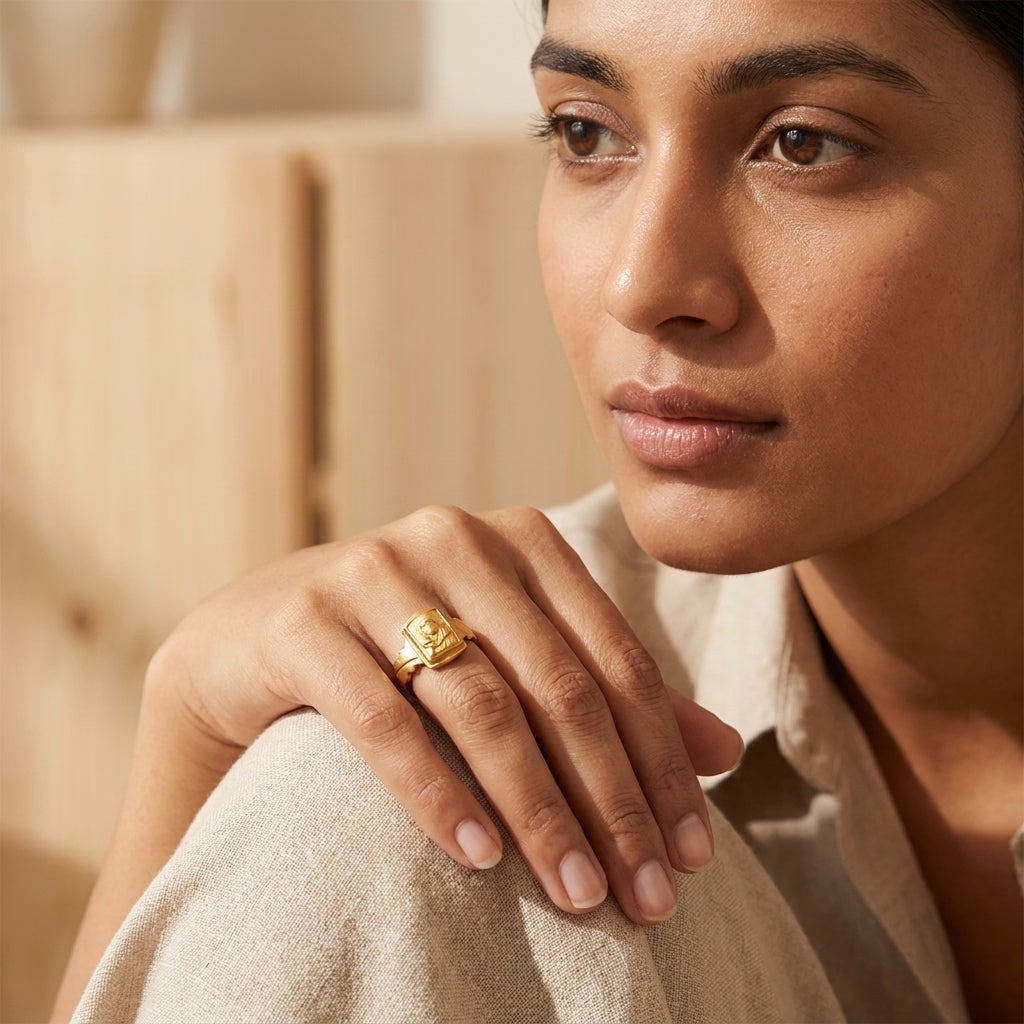 sai baba gold plated ring for men & women | religious designer ring