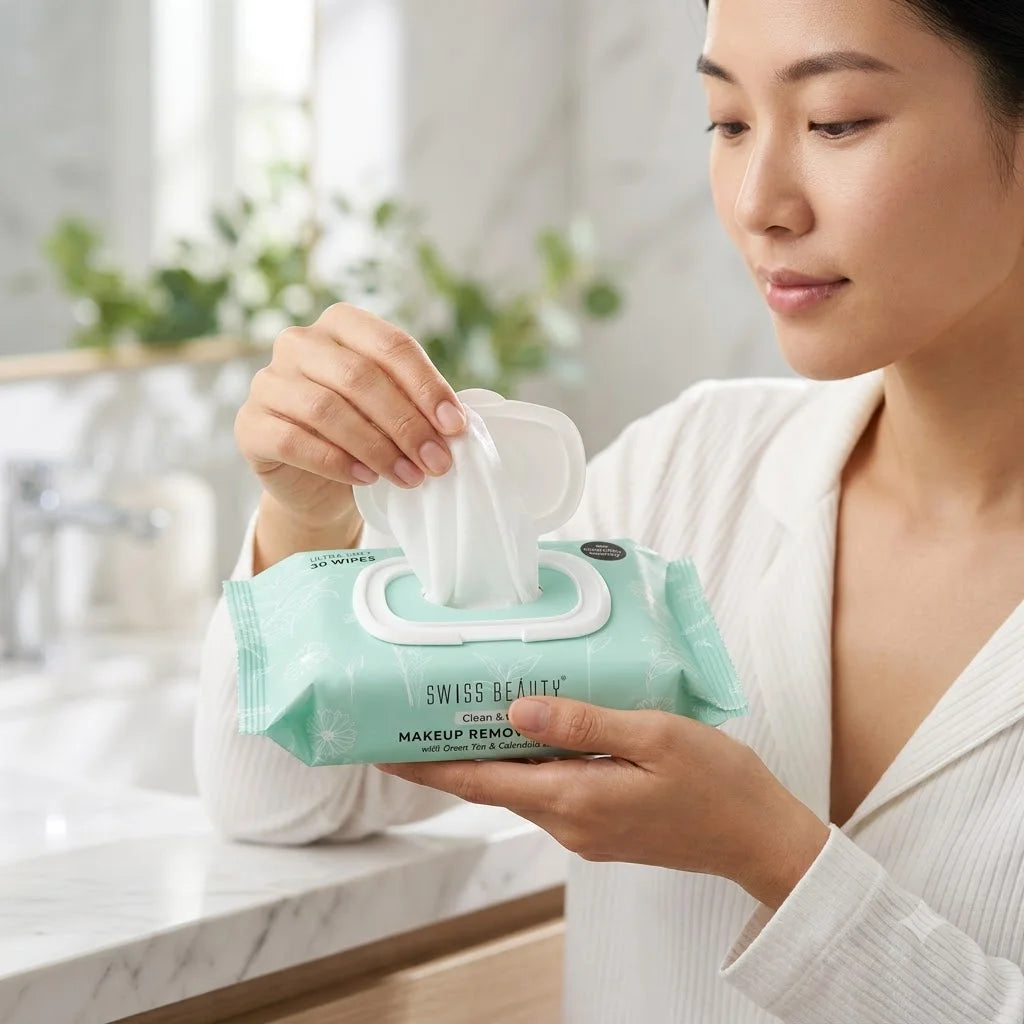 swiss beauty makeup remover wipes - clean glow, effortless removal