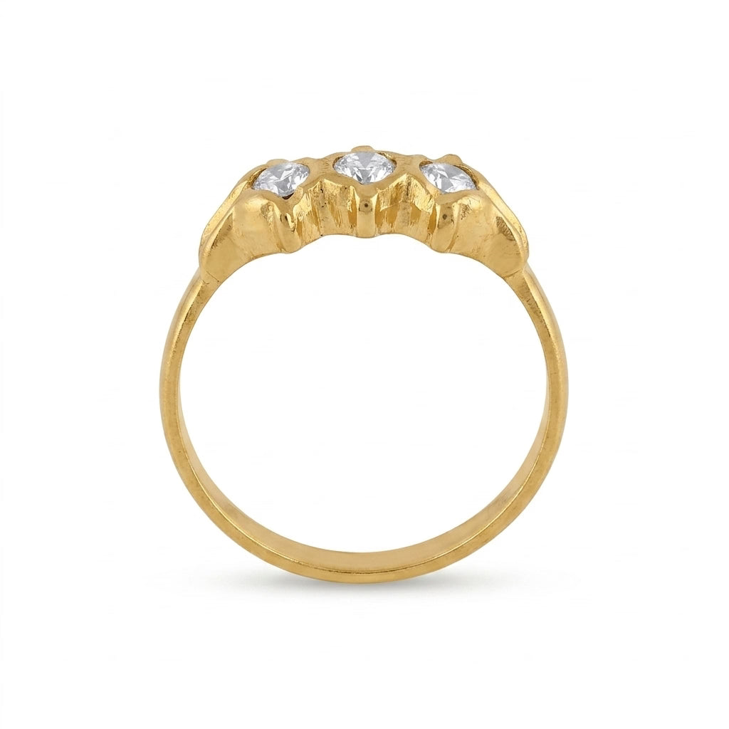 american diamond gold plated ring for women | elegant three stone ring