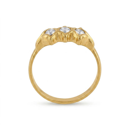 American Diamond Gold Plated Ring for Women | Elegant Three Stone Ring