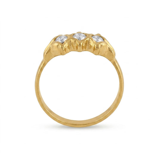 American Diamond Gold Plated Ring for Women | Elegant Three Stone Ring