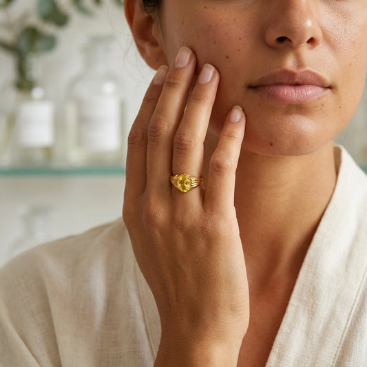 Yellow Stone Gold Plated Ring for Men | Classic Designer Statement Ring