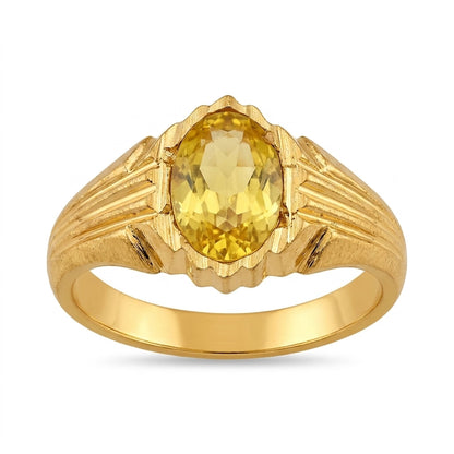 Yellow Stone Gold Plated Ring for Men | Classic Designer Statement Ring