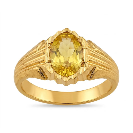 Yellow Stone Gold Plated Ring for Men | Classic Designer Statement Ring